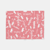 meisjesnaam Persoonlijke roze prinses Crown Fleece Deken (Voorkant (Horizontaal))