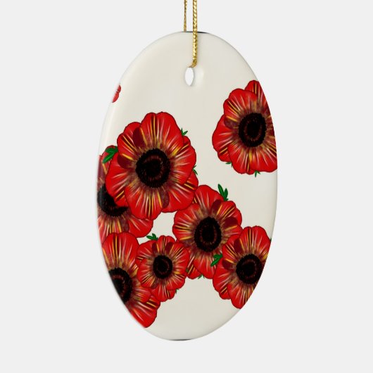 Meisjesnaam Poppy, rood klaproos patroon Kunst van Keramisch Ornament (Rechts)