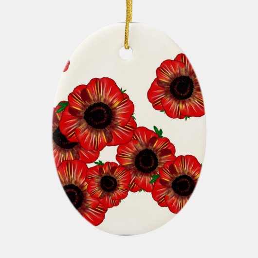 Meisjesnaam Poppy, rood klaproos patroon Kunst van Keramisch Ornament (Voorkant)