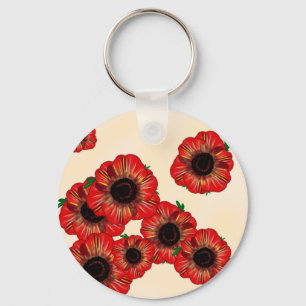 Meisjesnaam Poppy, rood klaproos patroon Kunst van Sleutelhanger