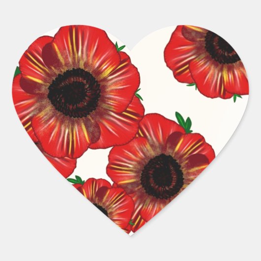 Meisjesnaam Poppy, rood papaverpatroon Kunst met L Hart Sticker (Voorkant)