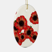 Meisjesnaam Poppy, rood papaverpatroon Kunst met L Keramisch Ornament (Rechts)