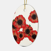 Meisjesnaam Poppy, rood papaverpatroon Kunst met L Keramisch Ornament (Links)