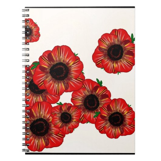 Meisjesnaam Poppy, rood papaverpatroon Kunst met L Notitieboek (Voorkant)