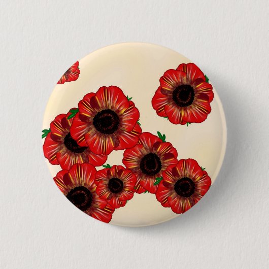 Meisjesnaam Poppy, rood papaverpatroon Kunst met L Ronde Button 5,7 Cm (Voorkant)