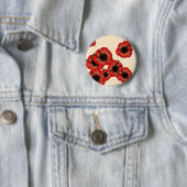 Meisjesnaam Poppy, rood papaverpatroon Kunst met L Ronde Button 5,7 Cm (In situ)