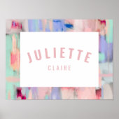 Meisjesnaam print roze pastel kinderkamer decorati (Voorkant)