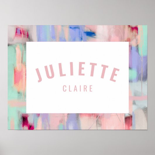 Meisjesnaam print roze pastel kinderkamer decorati (Voorkant)