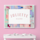 Meisjesnaam print roze pastel kinderkamer decorati