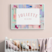 Meisjesnaam print roze pastel kinderkamer decorati