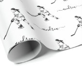 Meisjesnaam van Ice Hockey Team Player Cadeaupapier (Rol Hoek)