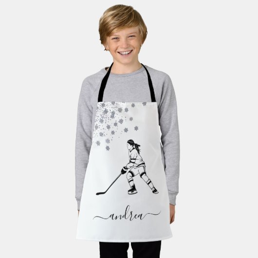 Meisjesnaam van Ice Hockey Team Player Schort (Gedragen)