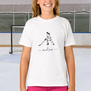 Meisjesnaam van Ice Hockey Team Player T-shirt