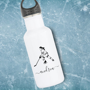 Meisjesnaam van Ice Hockey Team Player Waterfles