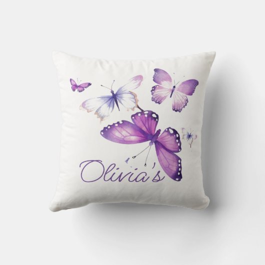 Meisjesnaam Vlindertje 1e Verjaardagsfeestje  Kussen (Achterkant)