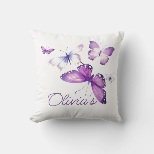 Meisjesnaam Vlindertje 1e Verjaardagsfeestje  Kussen (Voorkant)