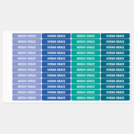 Meisjesnaamlabels waterdicht, zeemeermin oceankleu labels