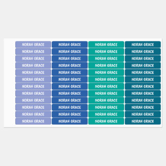 Meisjesnaamlabels waterdicht, zeemeermin oceankleu labels