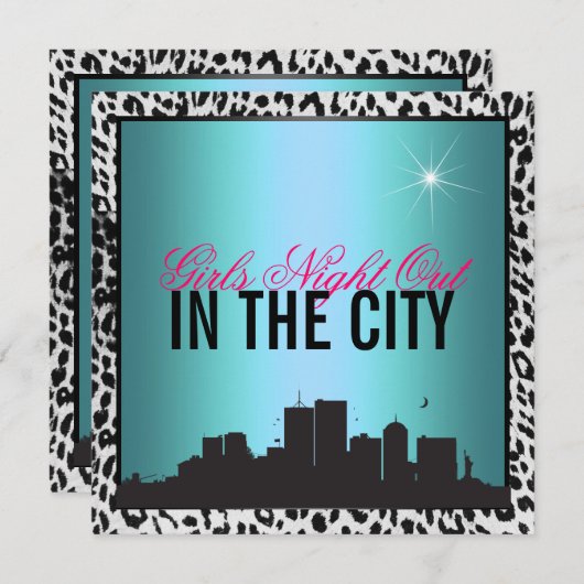 Meisjesnacht in de stad, Birthday Kaart (Voorkant / Achterkant)