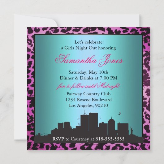 Meisjesnacht in de stad kaart (Achterkant)