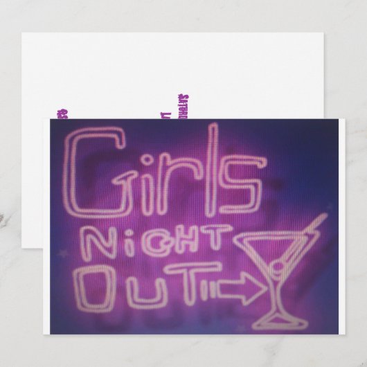 Meisjesnacht uitnodigen kaart (Voorkant / Achterkant)