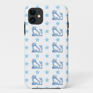 Meisjesnautische ankers retro  sterren patroon iPhone 11 hoesje