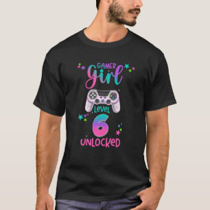 Meisjesniveau 6 Onvergrendelde videogamer 6de part T-shirt