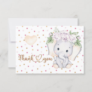 Meisjesolifant baby shower bedankt je creditcard kaart