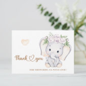 Meisjesolifant baby shower bedankt je creditcard kaart (Staand voorkant)