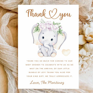 Meisjesolifant baby shower bedankt je creditcard kaart