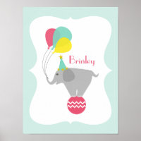 Meisjesolifant + Ballonnen Babykamer Kunstwerk