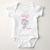 Meisjesolifant en bloemkool voor Baby Romper (Voorkant)