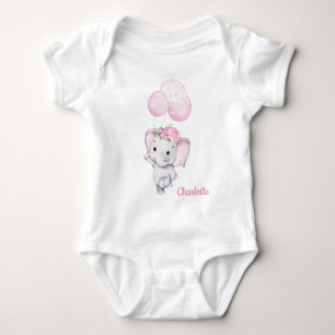 Meisjesolifant en bloemkool voor Baby Romper