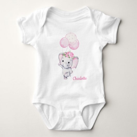 Meisjesolifant en bloemkool voor Baby Romper (Voorkant)