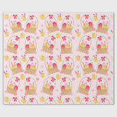 Meisjespaasmandjes roze cadeaupapier (Vlak)