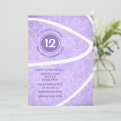 meisjespastel paarse basketbal kaart (Staand voorkant)