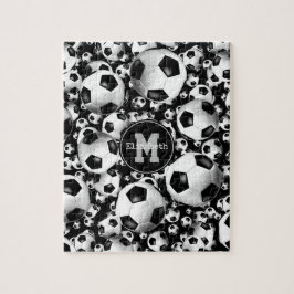 Meisjespatroon met monogrammed voetbal legpuzzel