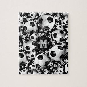 Meisjespatroon met monogrammed voetbal legpuzzel