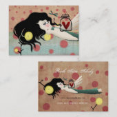 Meisjespop sprookje rood Victoriaans visitekaartje (Voorkant / Achterkant)