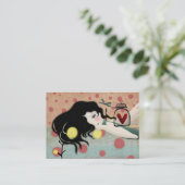 Meisjespop sprookje rood Victoriaans visitekaartje (Staand voorkant)