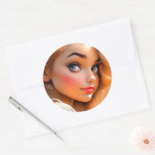 Meisjesportret is een potloodschets van een vrouw. ronde sticker (Envelop)