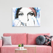 Meisjesportret Mooie ogen Aquarel schilderkunst Canvas Afdruk (Insitu (Woonkamer))