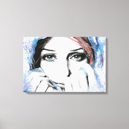 Meisjesportret Mooie ogen Aquarel schilderkunst Canvas Afdruk