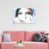 Meisjesportret  ogen Waterverf schilderkunst Canvas Afdruk (Insitu (Woonkamer))