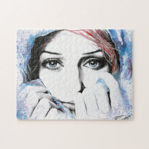 Meisjesportret  ogen Waterverf schilderkunst Legpuzzel