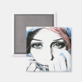 Meisjesportret ogen Waterverf schilderkunst Magneet (Voorkant / Achterkant)