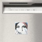 Meisjesportret ogen Waterverf schilderkunst Magneet (Insitu (Vaatwasser))