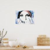 Meisjesportret  ogen Waterverf schilderkunst Poster (Keuken)