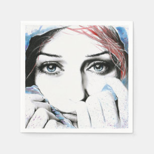 Meisjesportret  ogen Waterverf schilderkunst Servet