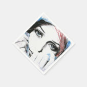 Meisjesportret  ogen Waterverf schilderkunst Servet (Hoek)